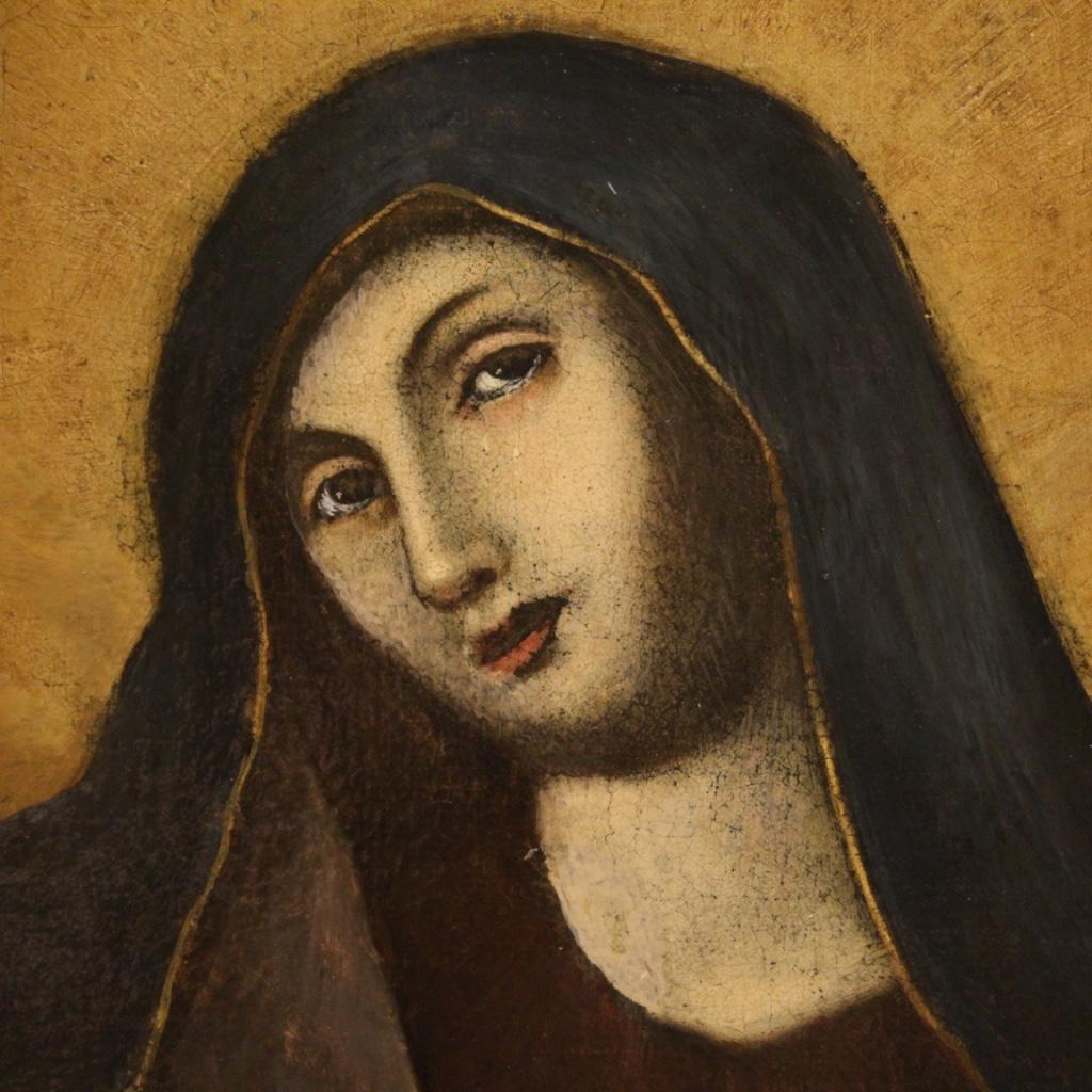 18. Jahrhundert Öl auf Leinwand Spanisch religiöse Malerei Jungfrau mit Christus, 1750 im Angebot 1