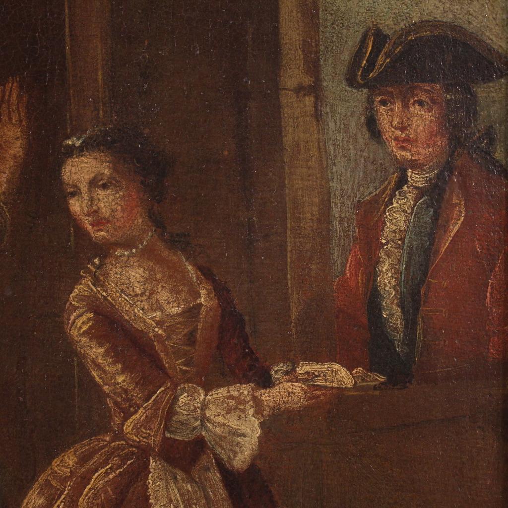 óleo sobre lienzo del siglo XVIII Pintura de escena interior de la escuela veneciana, 1770 7