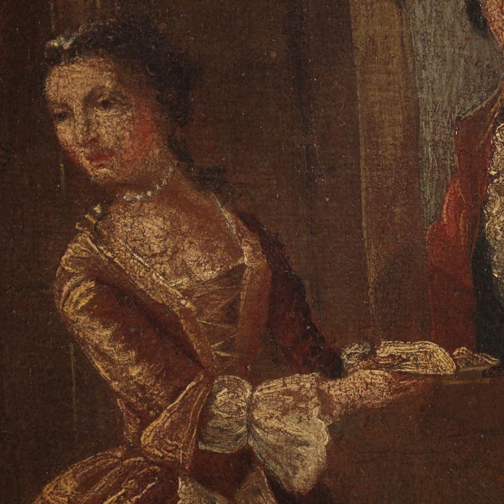 óleo sobre lienzo del siglo XVIII Pintura de escena interior de la escuela veneciana, 1770 8