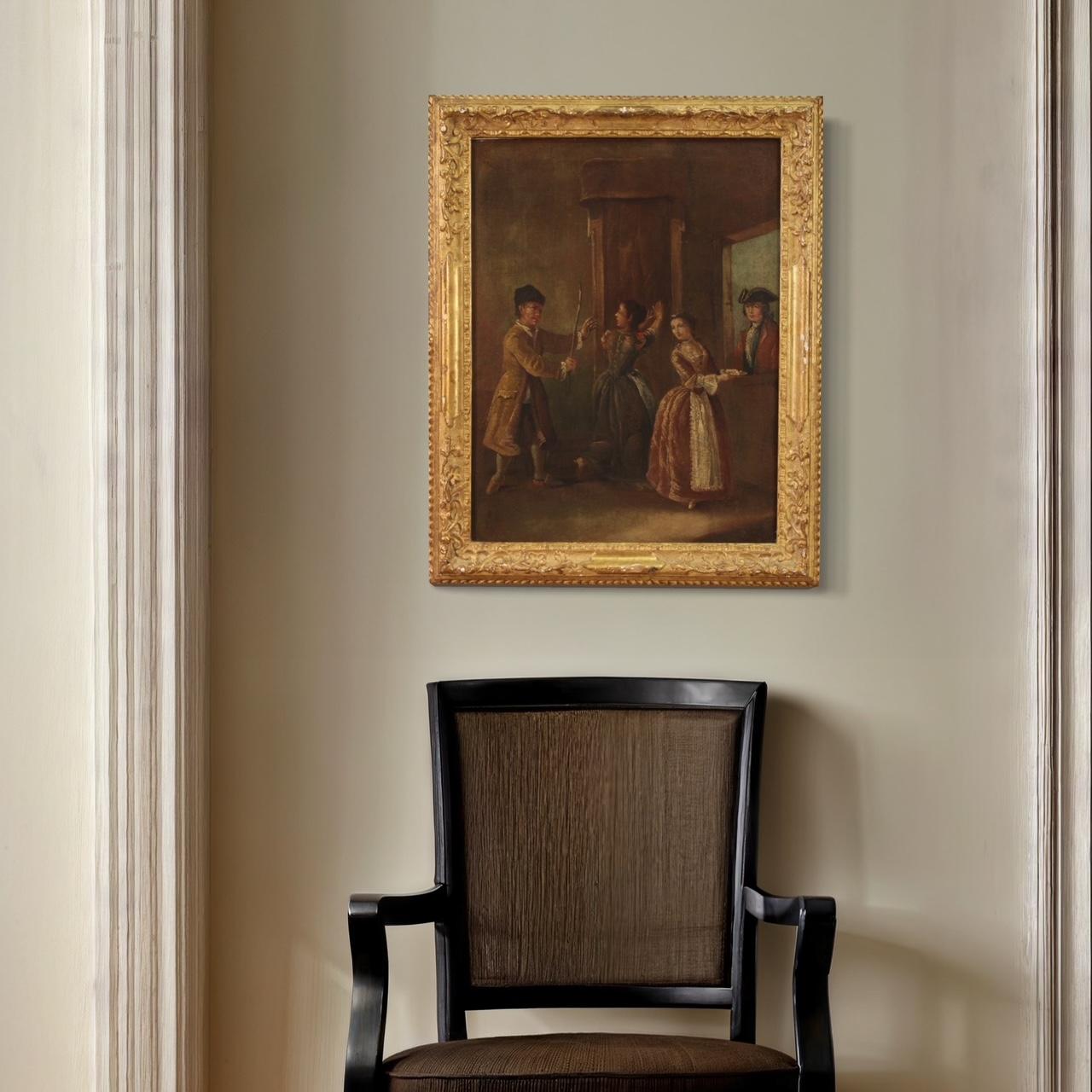 óleo sobre lienzo del siglo XVIII Pintura de escena interior de la escuela veneciana, 1770 9