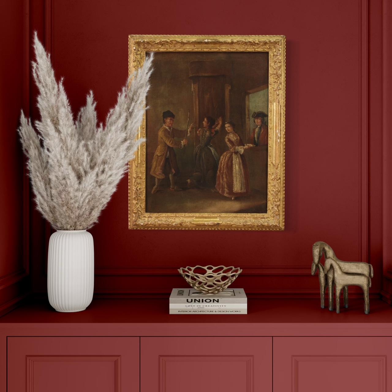 óleo sobre lienzo del siglo XVIII Pintura de escena interior de la escuela veneciana, 1770 10
