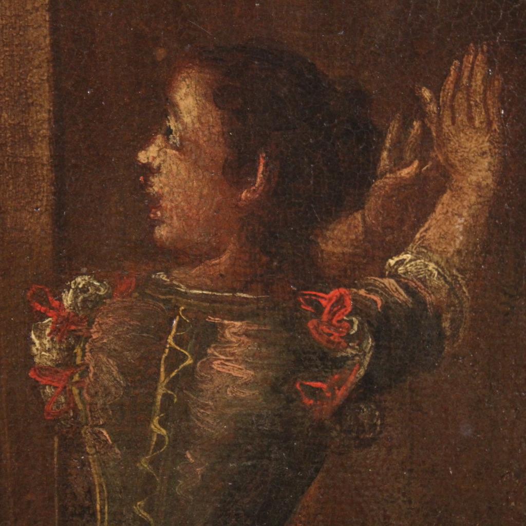 óleo sobre lienzo del siglo XVIII Pintura de escena interior de la escuela veneciana, 1770 11