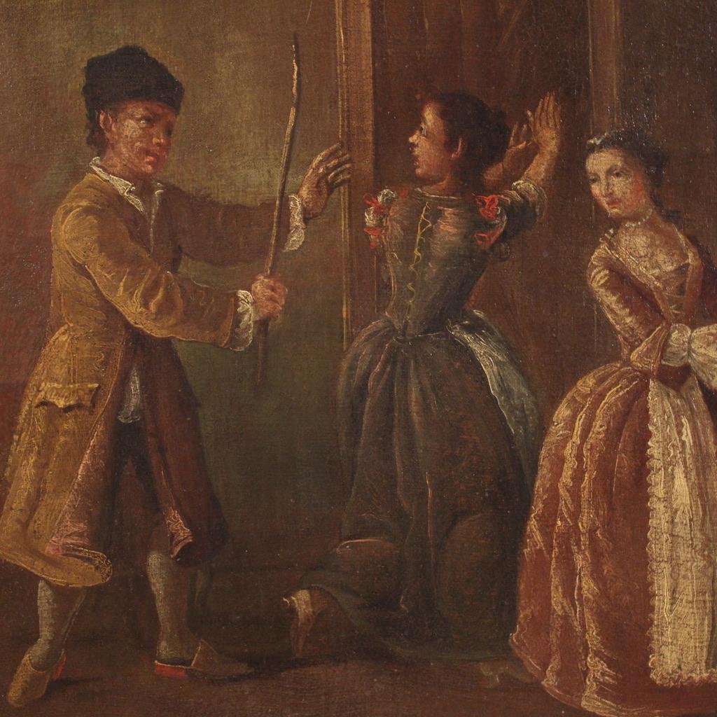óleo sobre lienzo del siglo XVIII Pintura de escena interior de la escuela veneciana, 1770 1