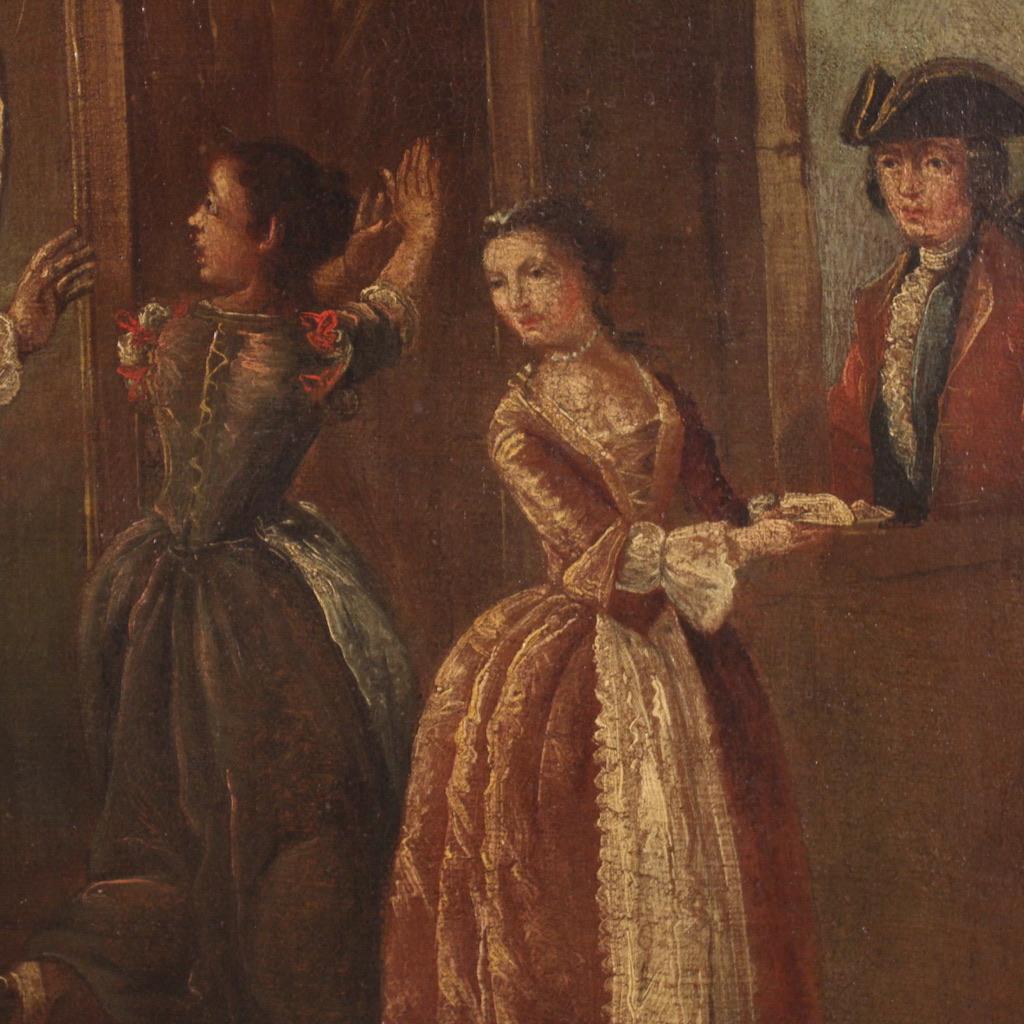 óleo sobre lienzo del siglo XVIII Pintura de escena interior de la escuela veneciana, 1770 2