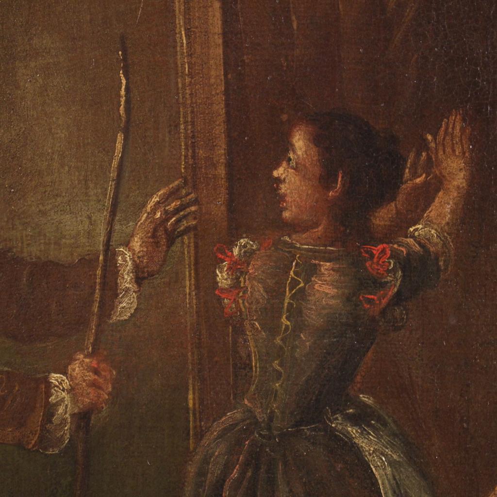 óleo sobre lienzo del siglo XVIII Pintura de escena interior de la escuela veneciana, 1770 4