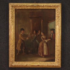 óleo sobre lienzo del siglo XVIII Pintura de escena interior de la escuela veneciana, 1770