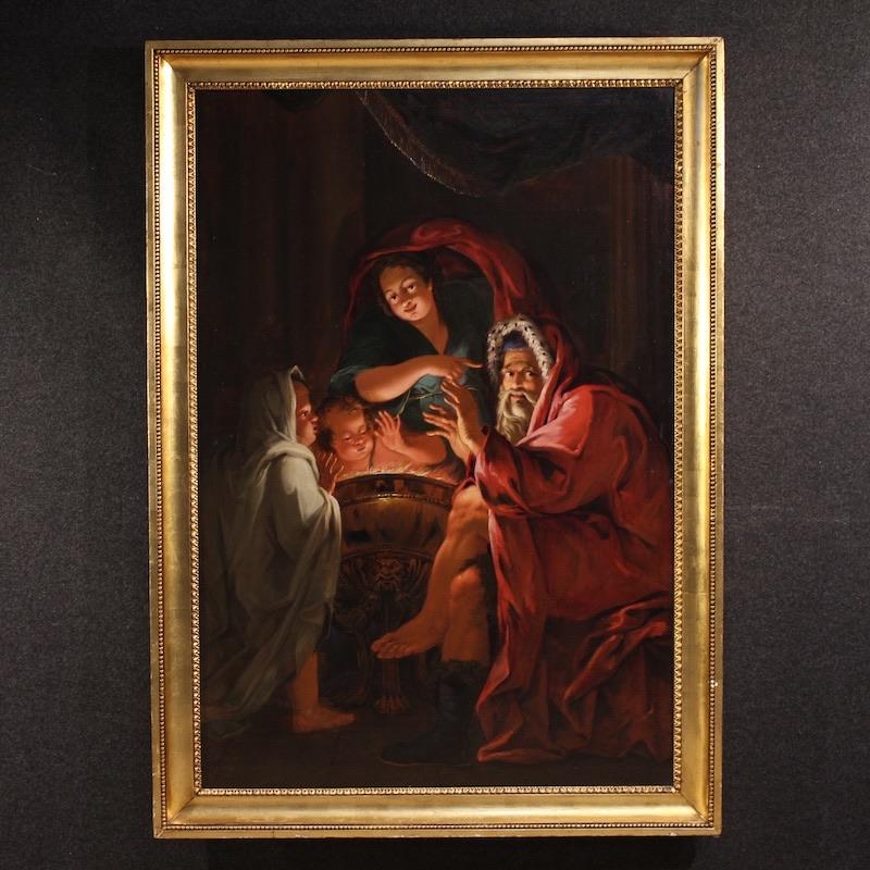 Unknown Figurative Painting – Ölgemälde auf Leinwand aus dem 18. Jahrhundert mit einer Winterallegorie, 1750