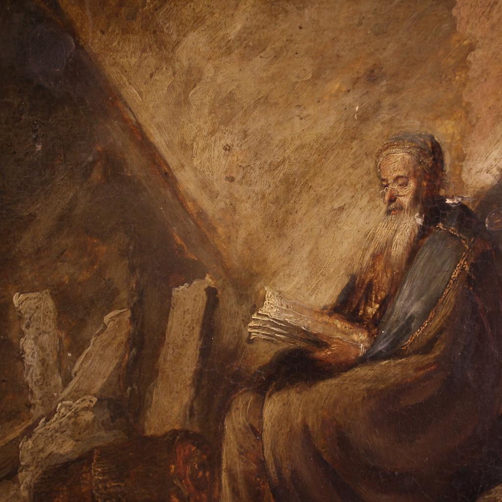 18th century Antique Oil on Panel Saint Paul Imprisoned in Philippi Painting 12