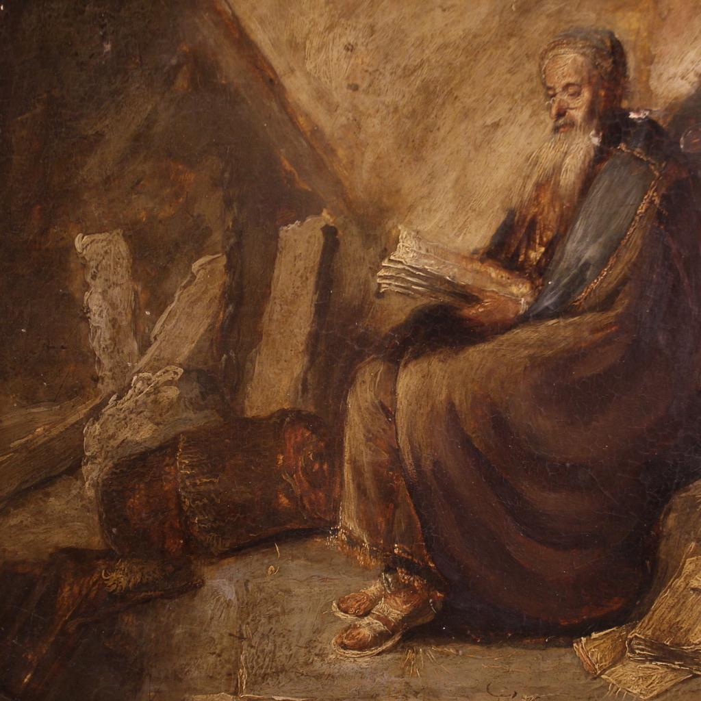 18th century Antique Oil on Panel Saint Paul Imprisoned in Philippi Painting 2