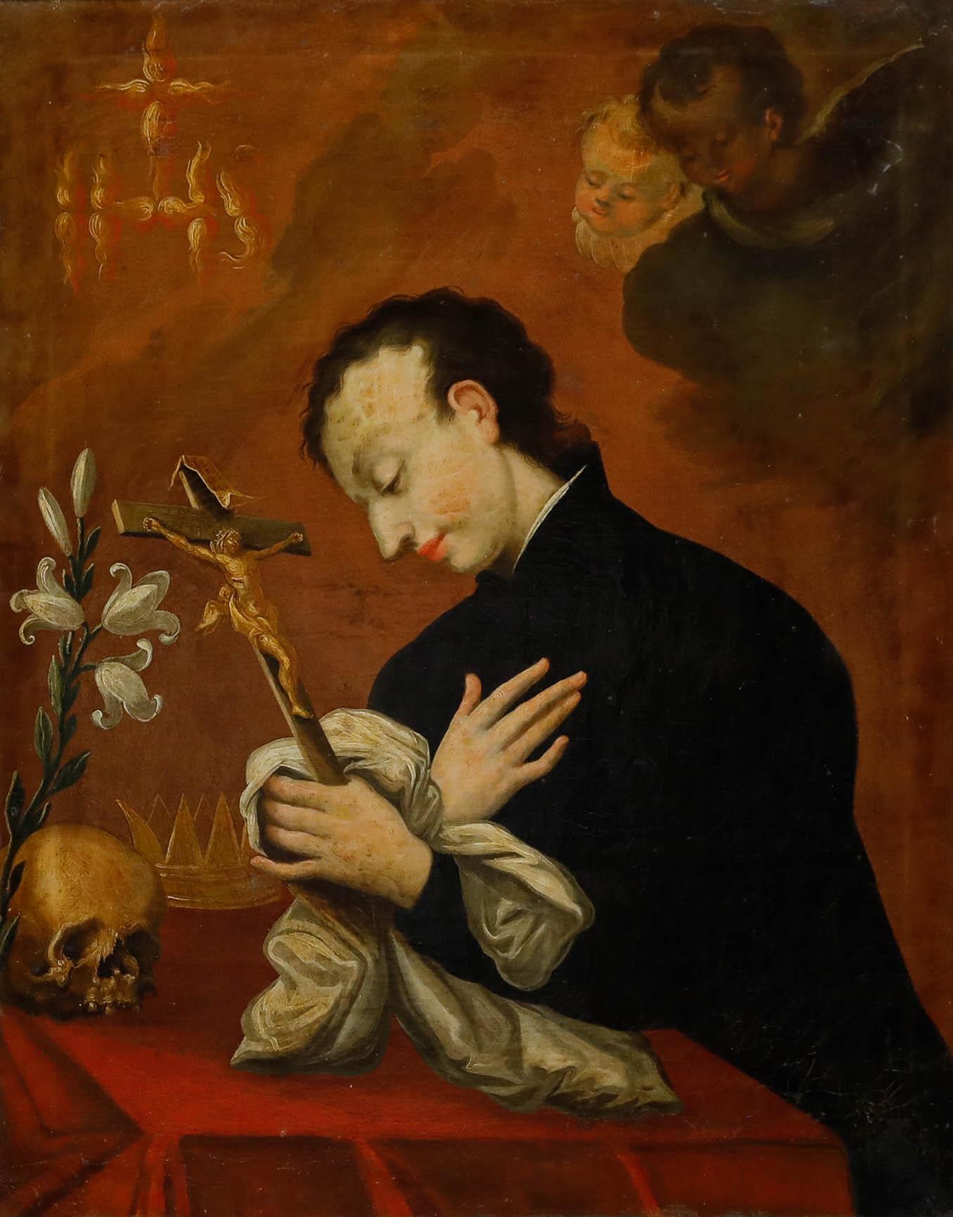 Huile du 18e siècle - Saint Aloysius Gonzaga - Painting de Unknown