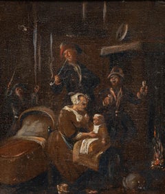 Huile du 18e siècle - La famille