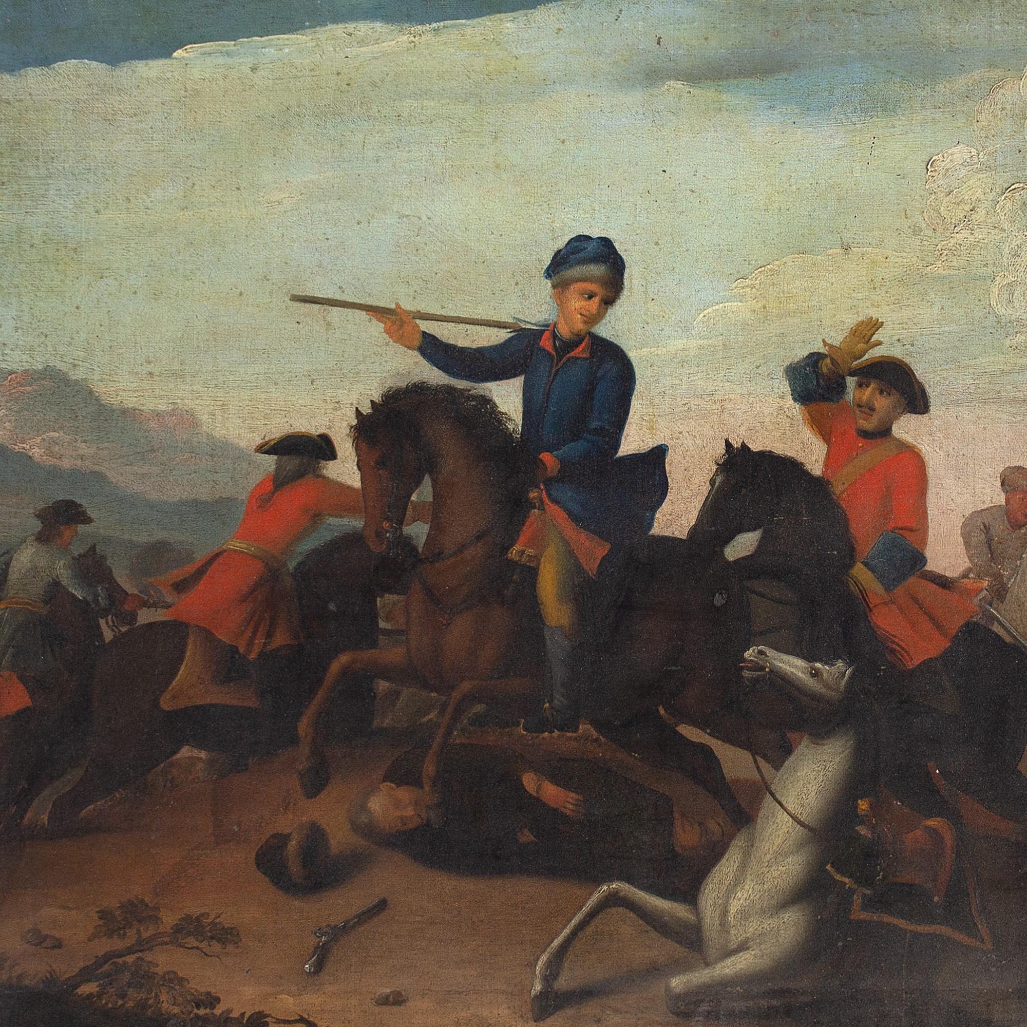 Unknown - 18th-Century Provincial German School Cavalry Battle, Oil ...