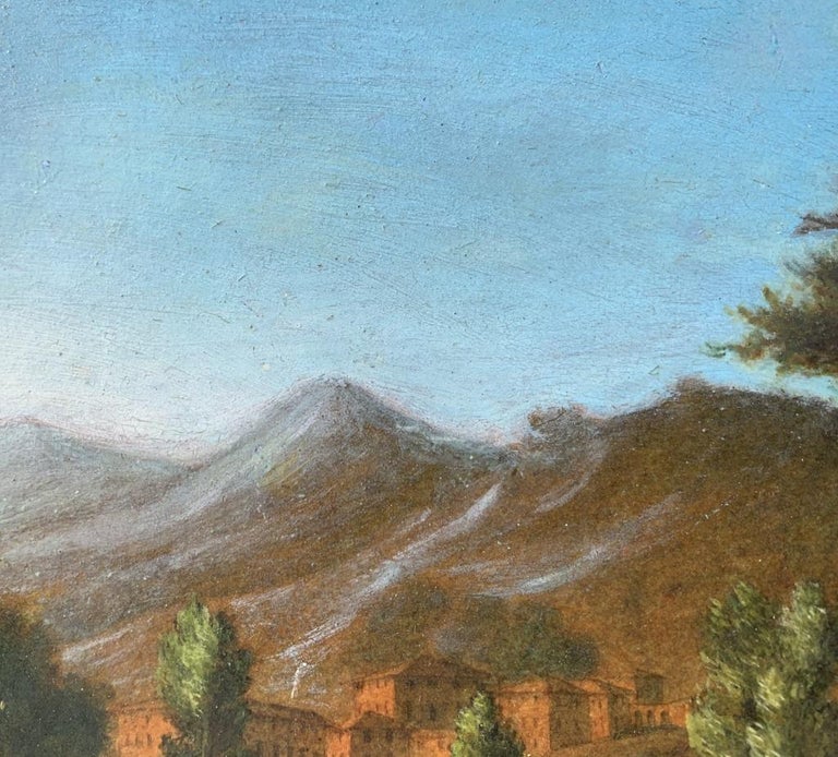 18th century Roman figure painting - Landscape - Oil on paper Rome view 6