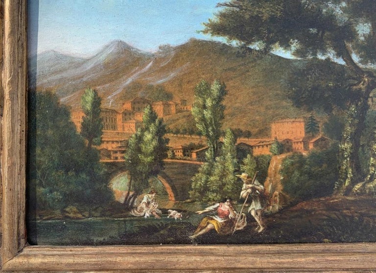 18th century Roman figure painting - Landscape - Oil on paper Rome view - Old Masters Painting by Unknown