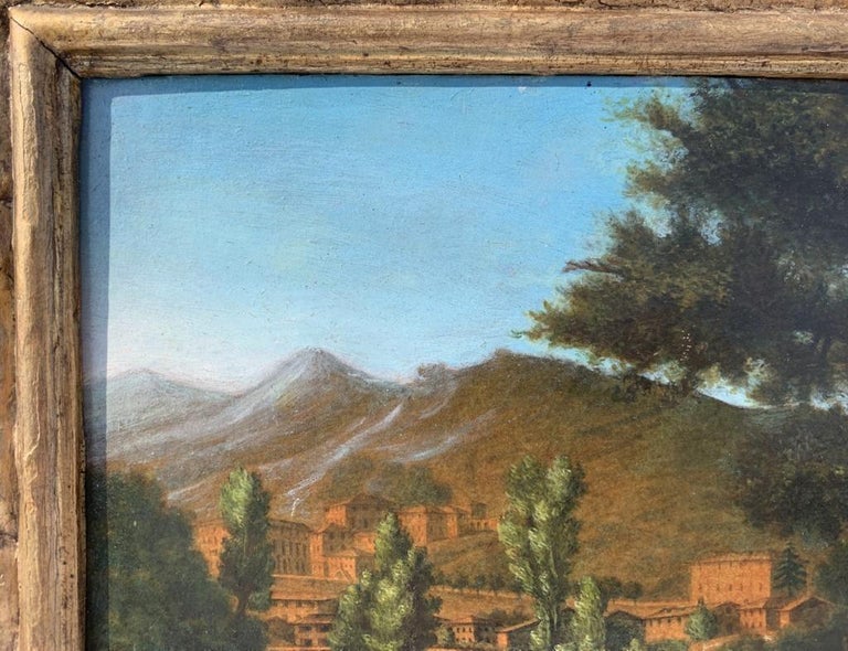 18th century Roman figure painting - Landscape - Oil on paper Rome view 1