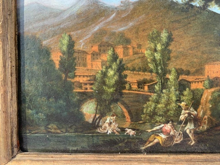 18th century Roman figure painting - Landscape - Oil on paper Rome view 2