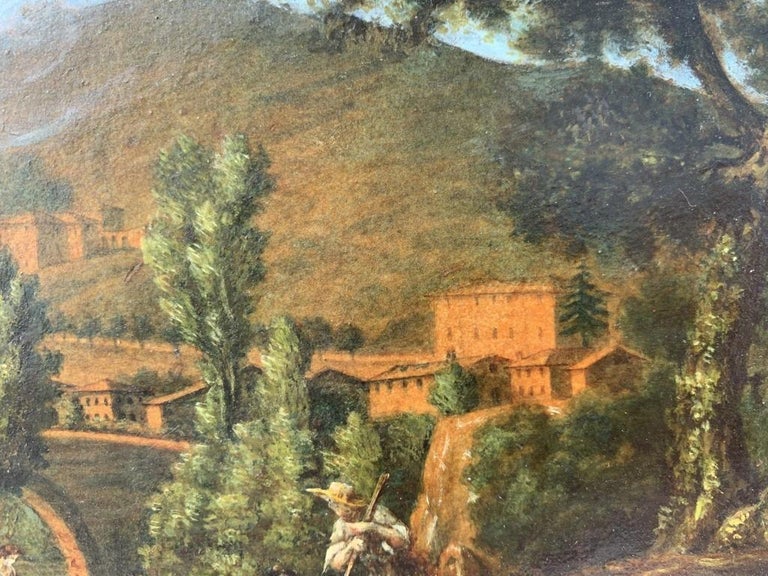18th century Roman figure painting - Landscape - Oil on paper Rome view 4