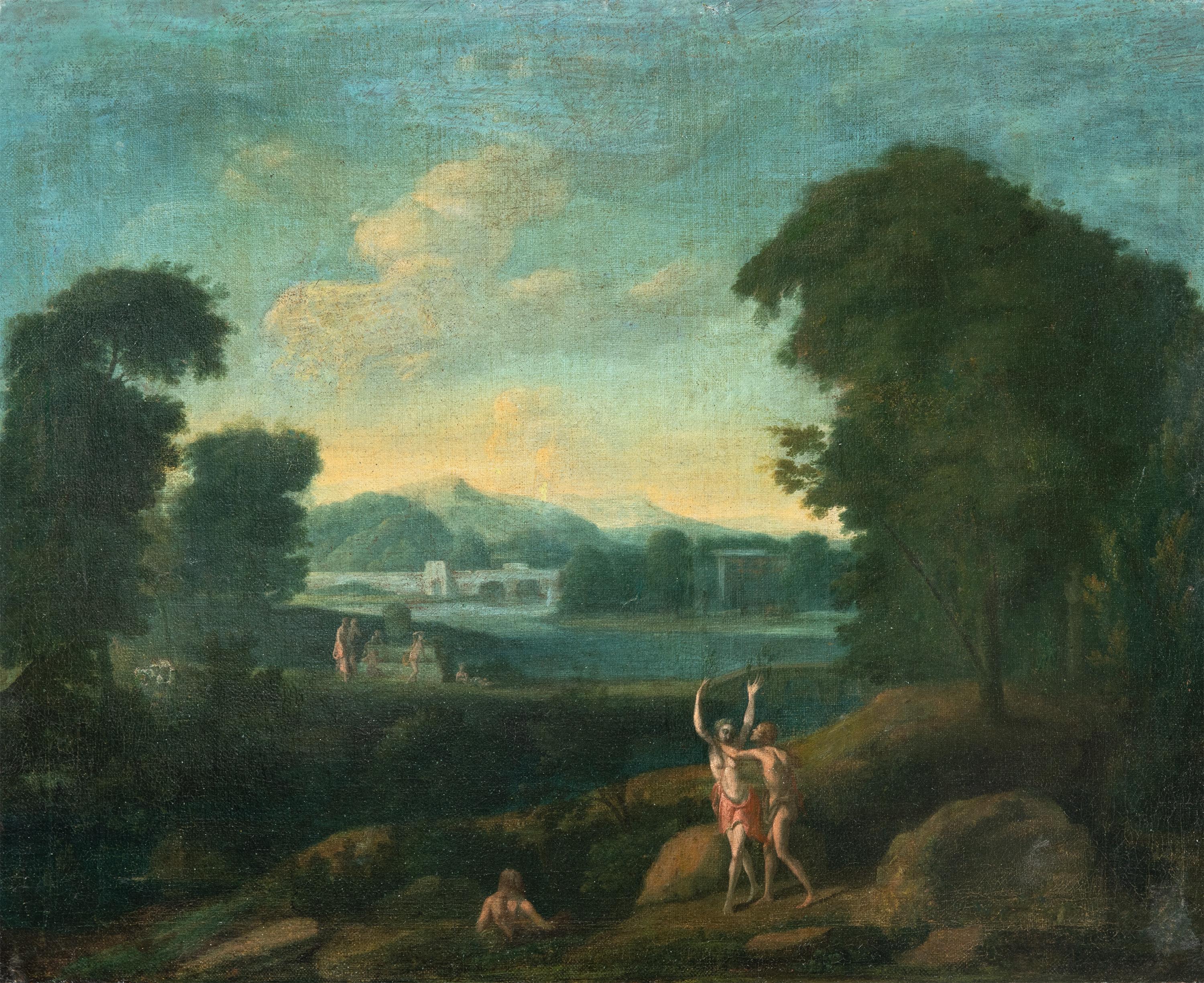 Unknown Figurative Painting - Hendrick van Lint workshop (Roma)- 18th century landscape painting - Apollo 