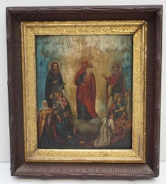 18th Century Russian Icon on Wood Panel