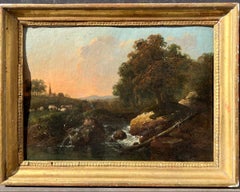 18th-century School - Pastoral Landscape With A River - Oil On Paper