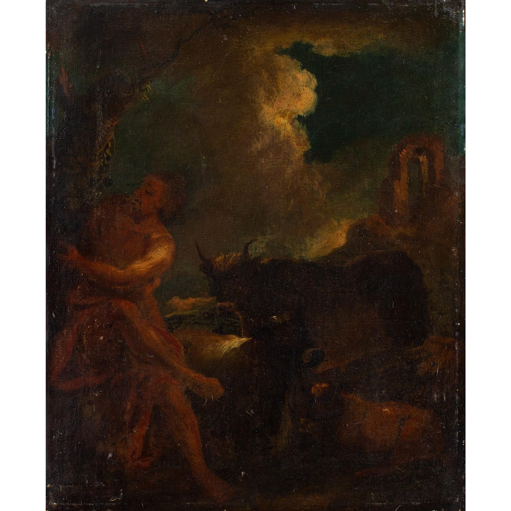 Scuola svedese del XVIII secolo, Ercole che uccide il drago Ladone, pittura a olio - Painting di Unknown
