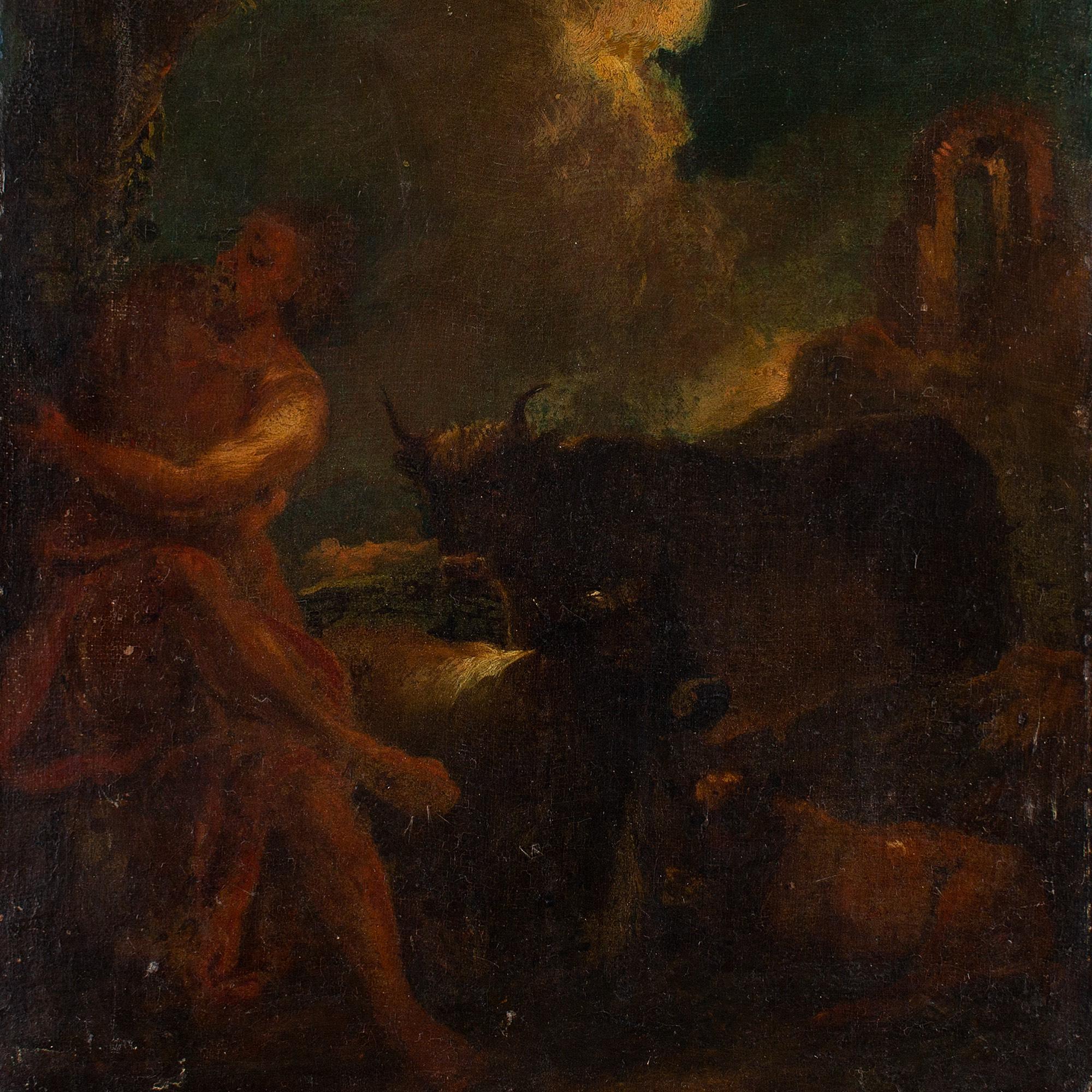 Scuola svedese del XVIII secolo, Ercole che uccide il drago Ladone, pittura a olio 2