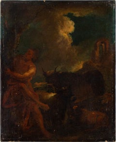 École suédoise du XVIIIe siècle, Hercule terrassant le dragon Ladon, peinture à l'huile