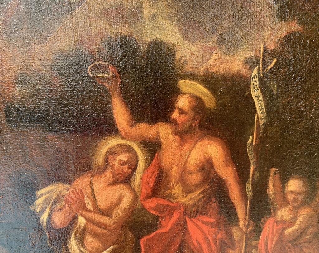 Peintre vénitien religieux - peinture de personnages du XVIIIe siècle - Baptême du Christ  en vente 3
