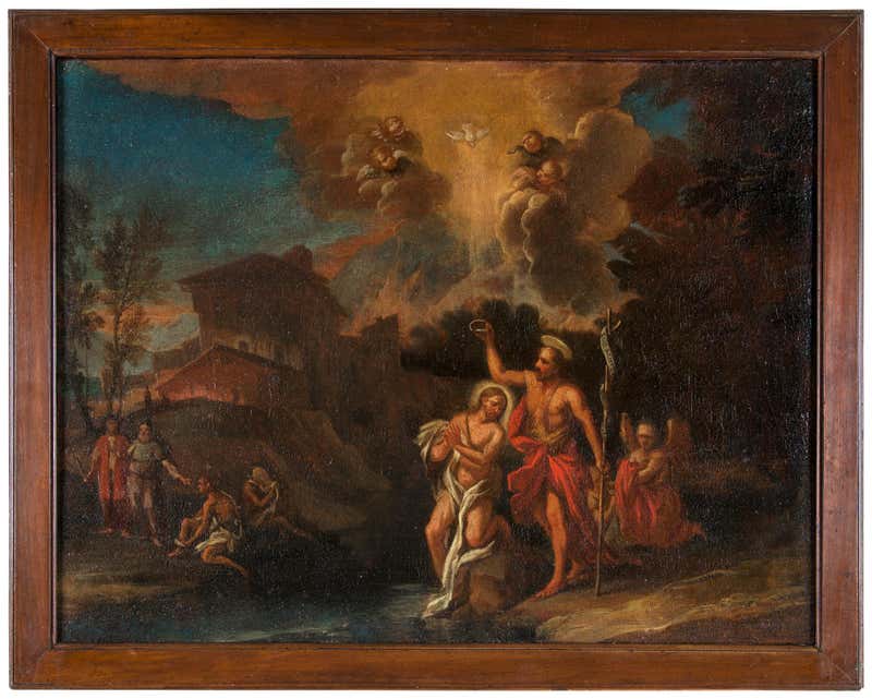 Neapolitan Rococo Neapolitan Artist - Rococo Neapolitan Crucifixion Religious Painting 18 ...