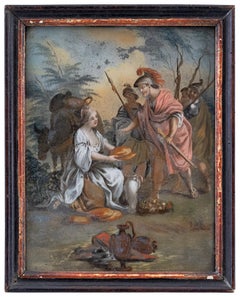 18th century Venetian figure painting - Biblical scene - Oil on glass Venice