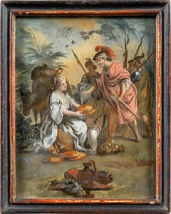 18th century Venetian figure painting - Biblical scene - Oil on glass Venice