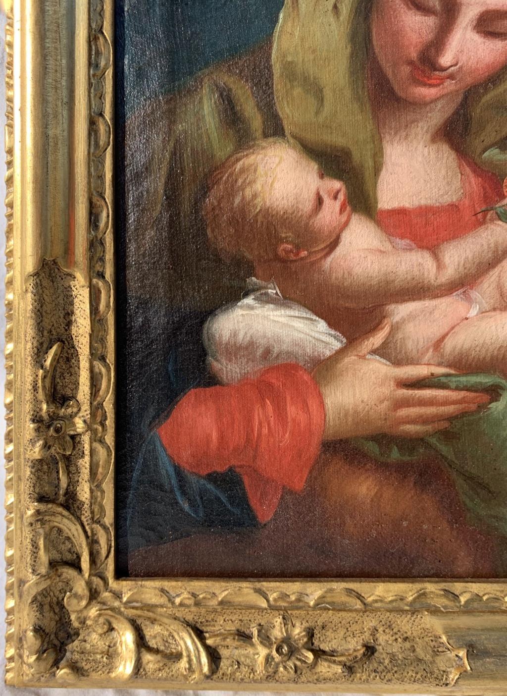 18th century Venetian figure painting - Virgin Child - Oil Canvas Tiepolo Venice - Brown Figurative Painting by Unknown