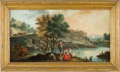 18th century Venetian lanscape painting - Zuccarelli - Oil on canvas Fishermen