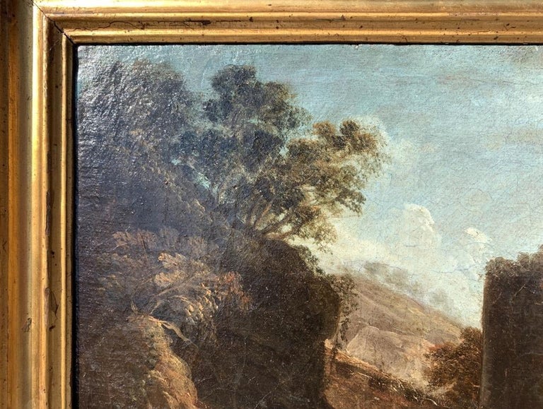 18th century Venetian lanscape painting - Zuccarelli - Oil on canvas Tower  For Sale 1