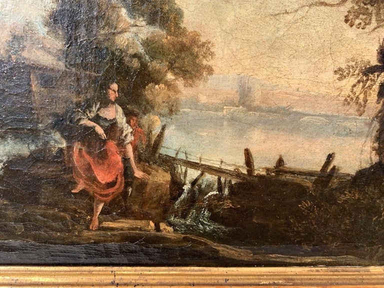 18th century Venetian lanscape painting - Zuccarelli - Oil on canvas Tower  For Sale 4