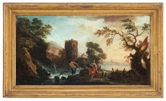 18th century Venetian lanscape painting - Zuccarelli - Oil on canvas Tower