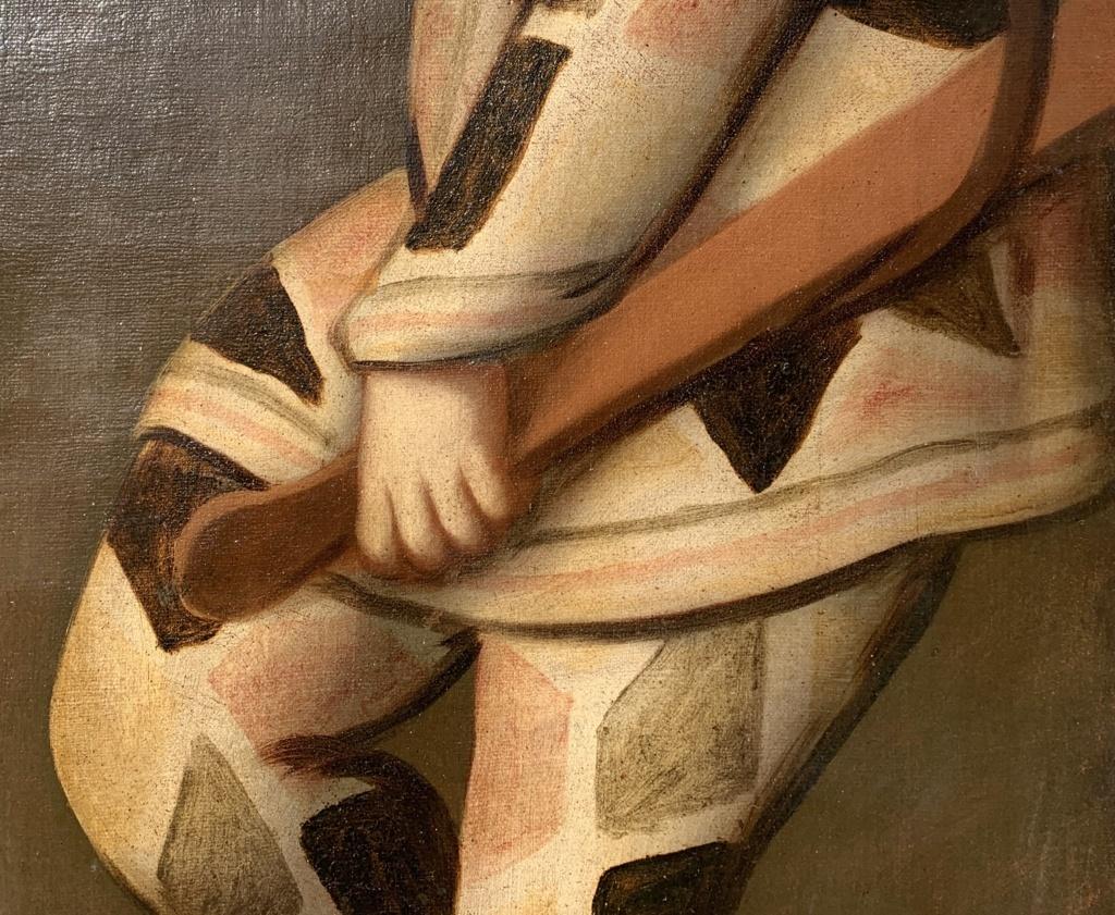 Dipinto di maschera veneziana del XVIII secolo - Arlecchino - Olio su tela Venezia 2