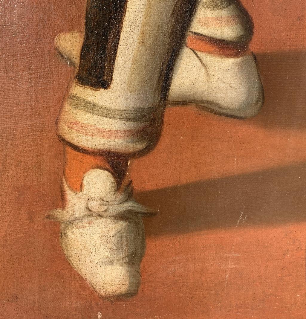 Dipinto di maschera veneziana del XVIII secolo - Arlecchino - Olio su tela Venezia 4