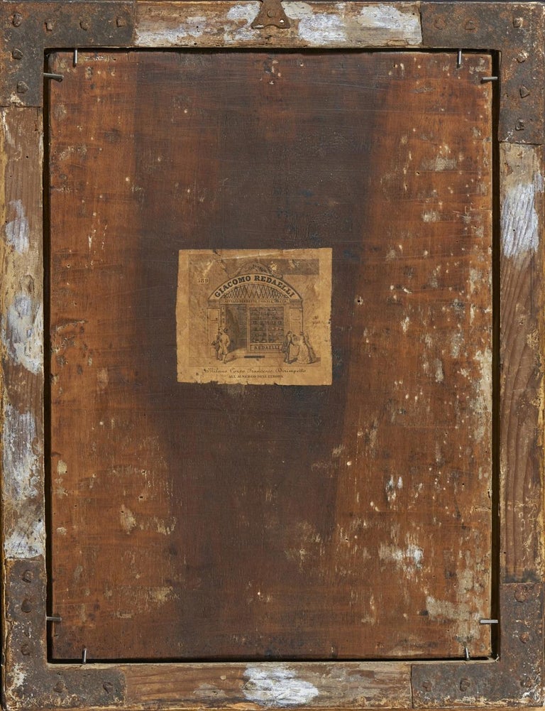 18th Century Venetian School Portrait of a Bishop Oil on Panel Green Brown Black For Sale 2