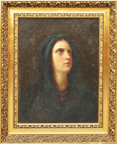 18th/ Early 19th c. Signed Portrait Oil Painting THE MADONNA