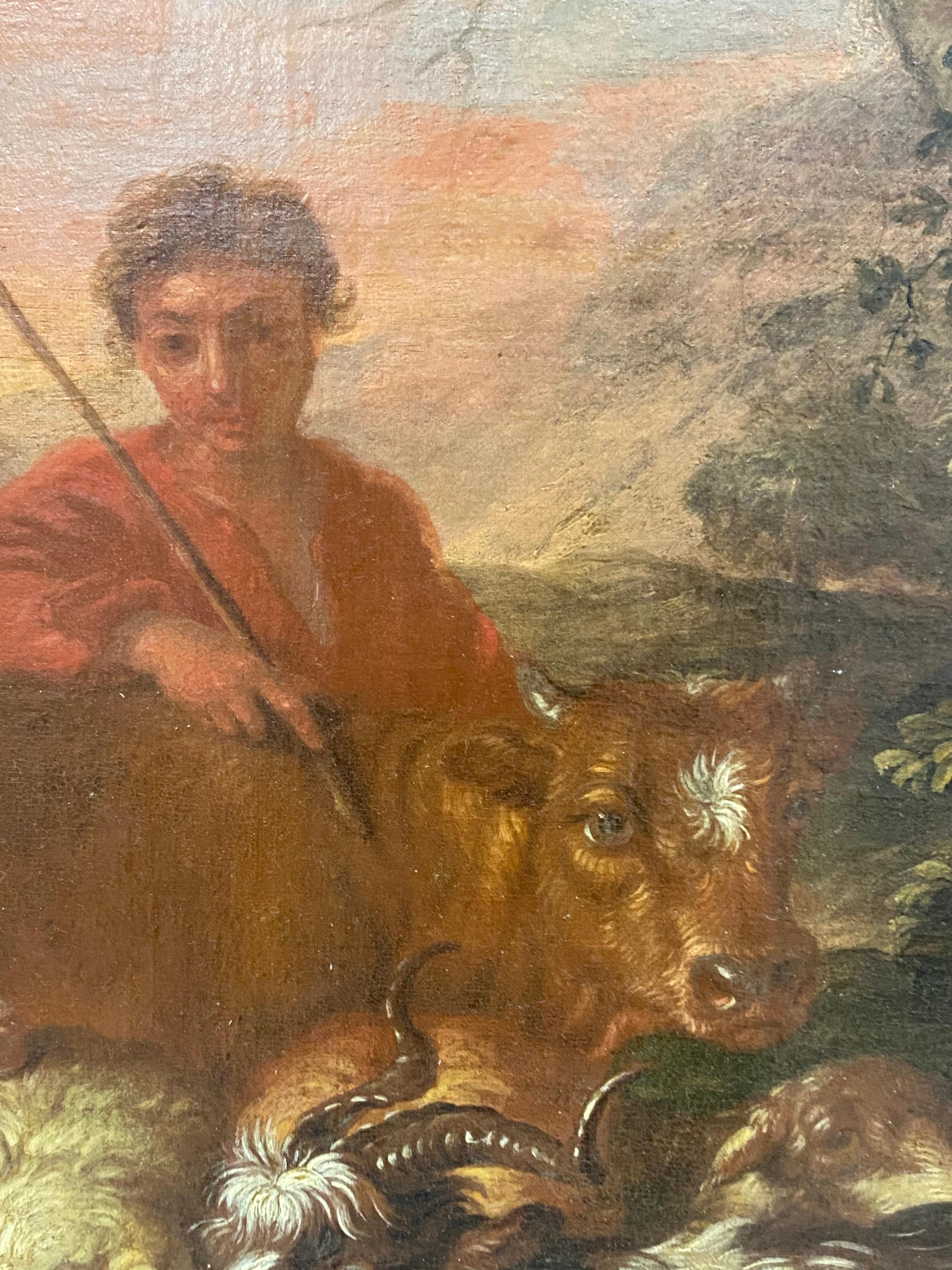 18th to 19th Century Old Master Painting W/ Shepherd & His Flock 5