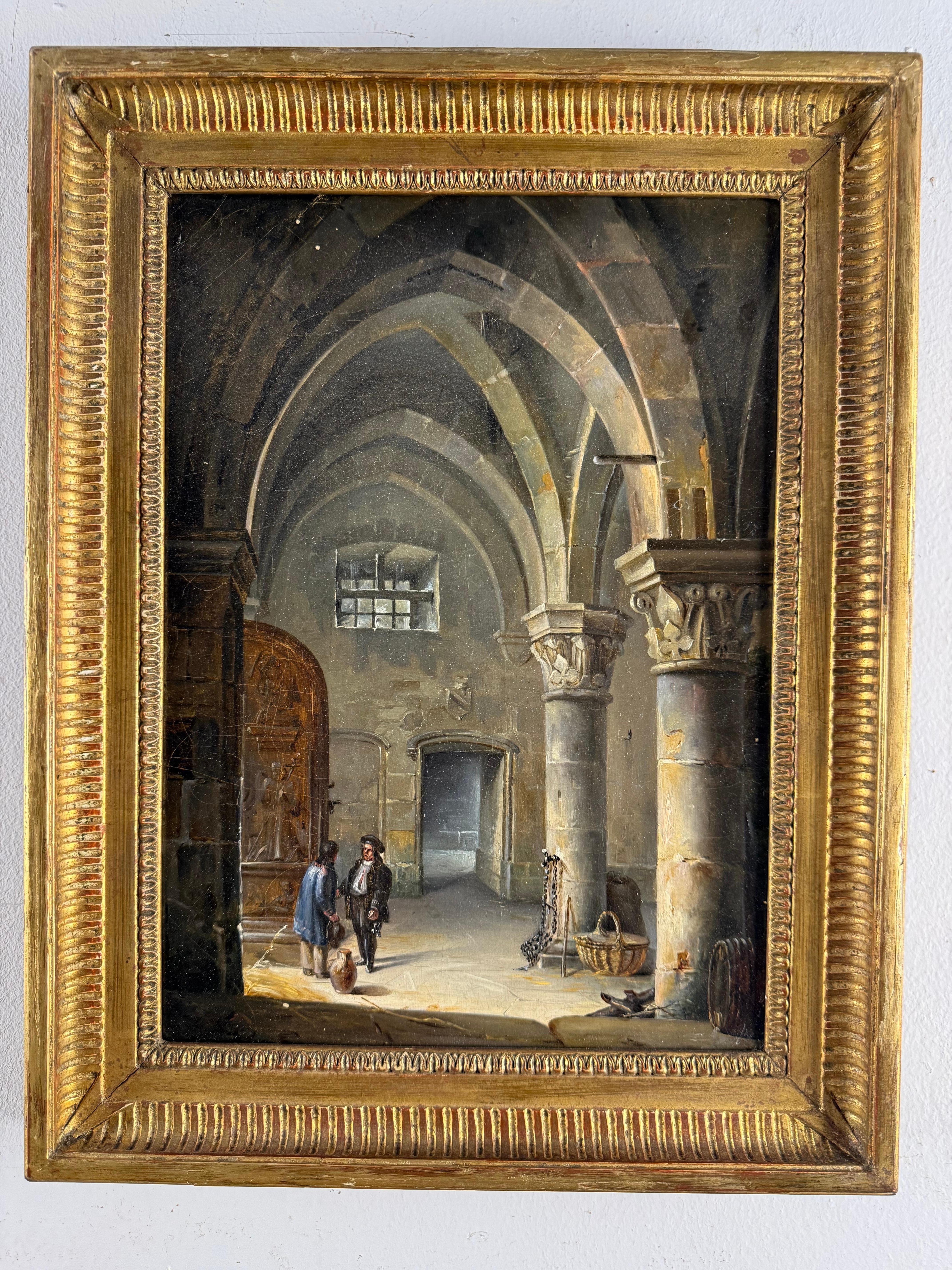 19 Century French interior scenes of a monastery For Sale 3