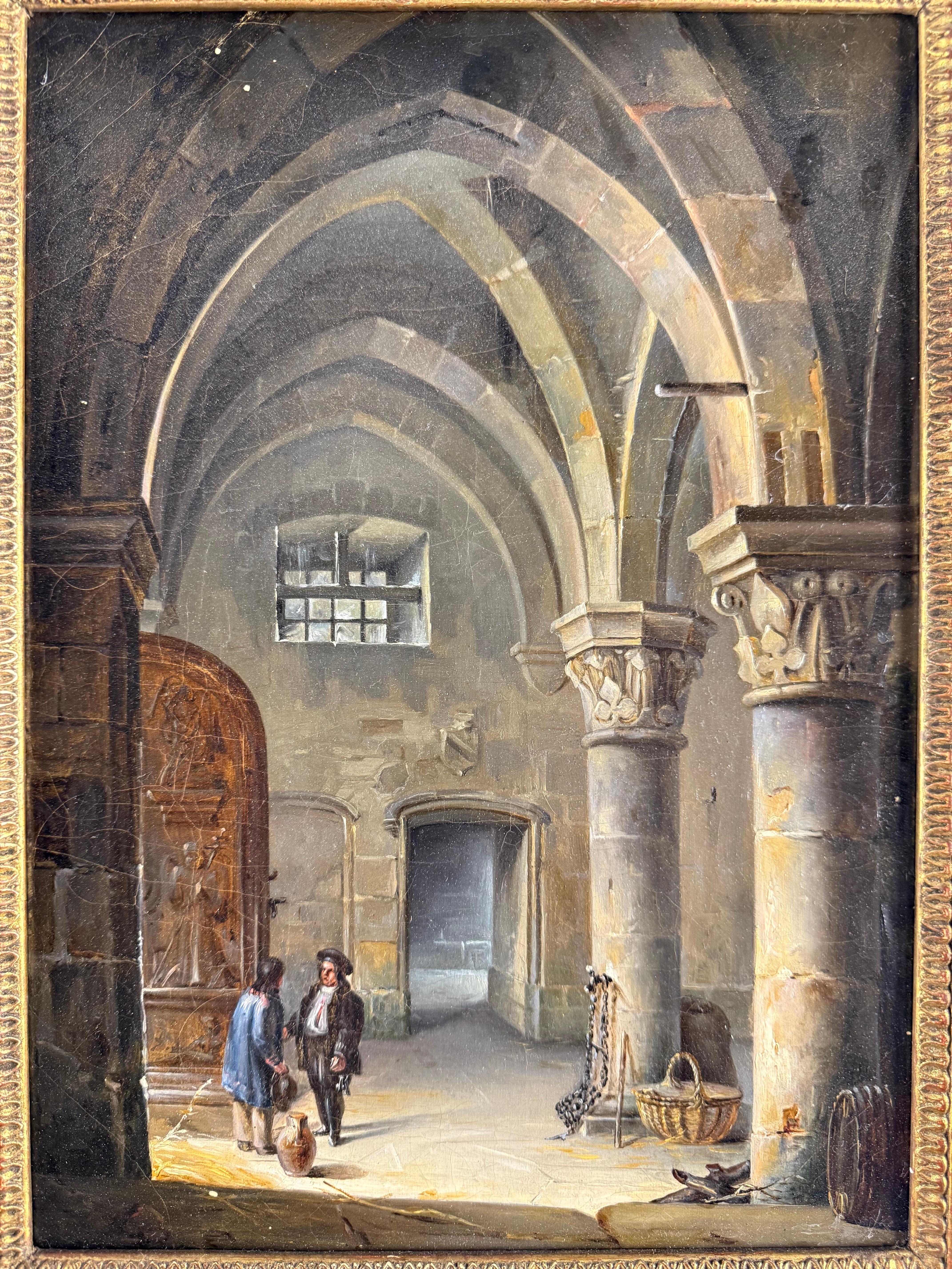 19 Century French interior scenes of a monastery For Sale 4