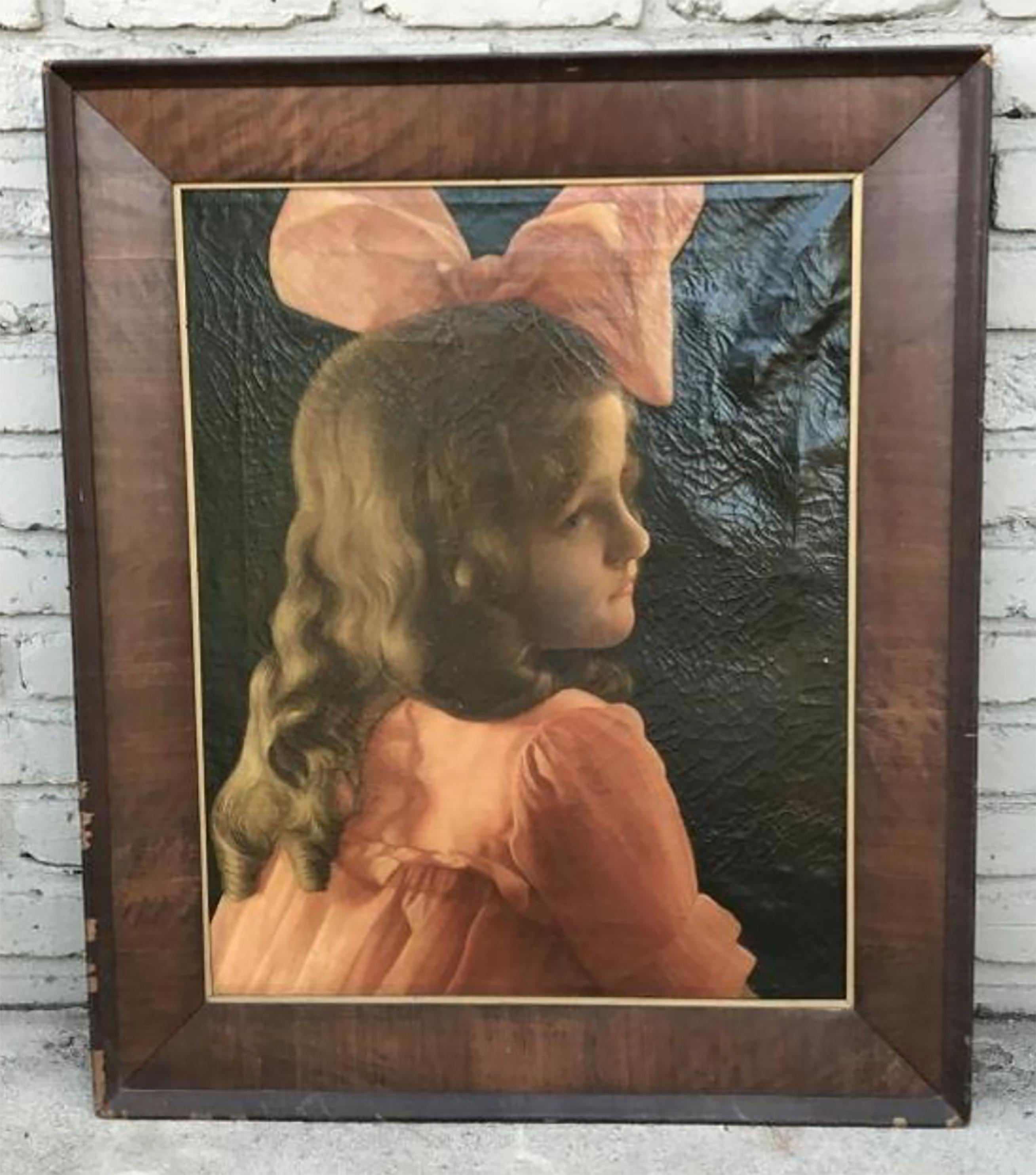 1900 Junges Mädchen – Painting von Unknown
