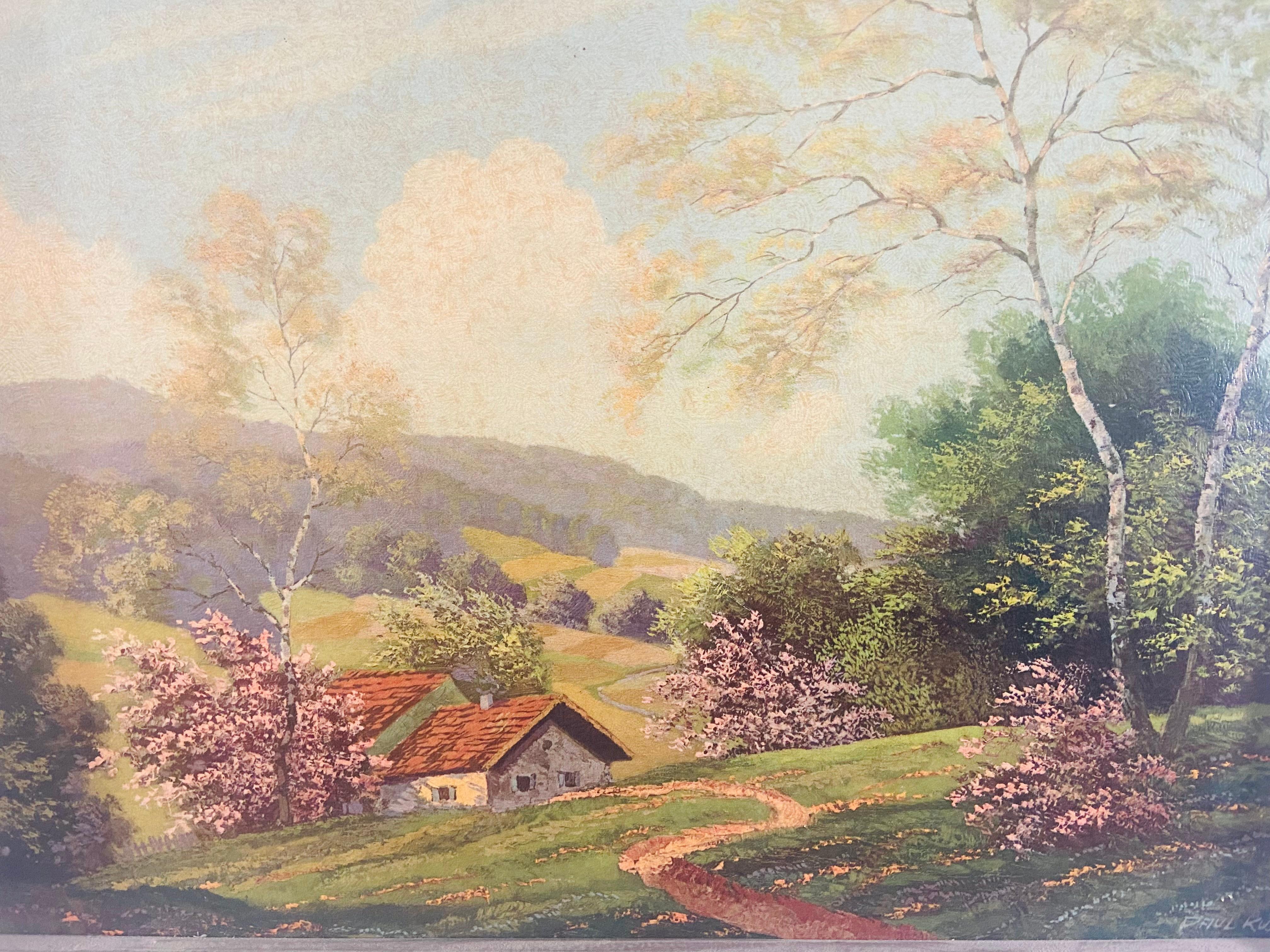 1900's, huile sur carton peinture de paysage impressionniste signée Paul Kujal  en vente 1