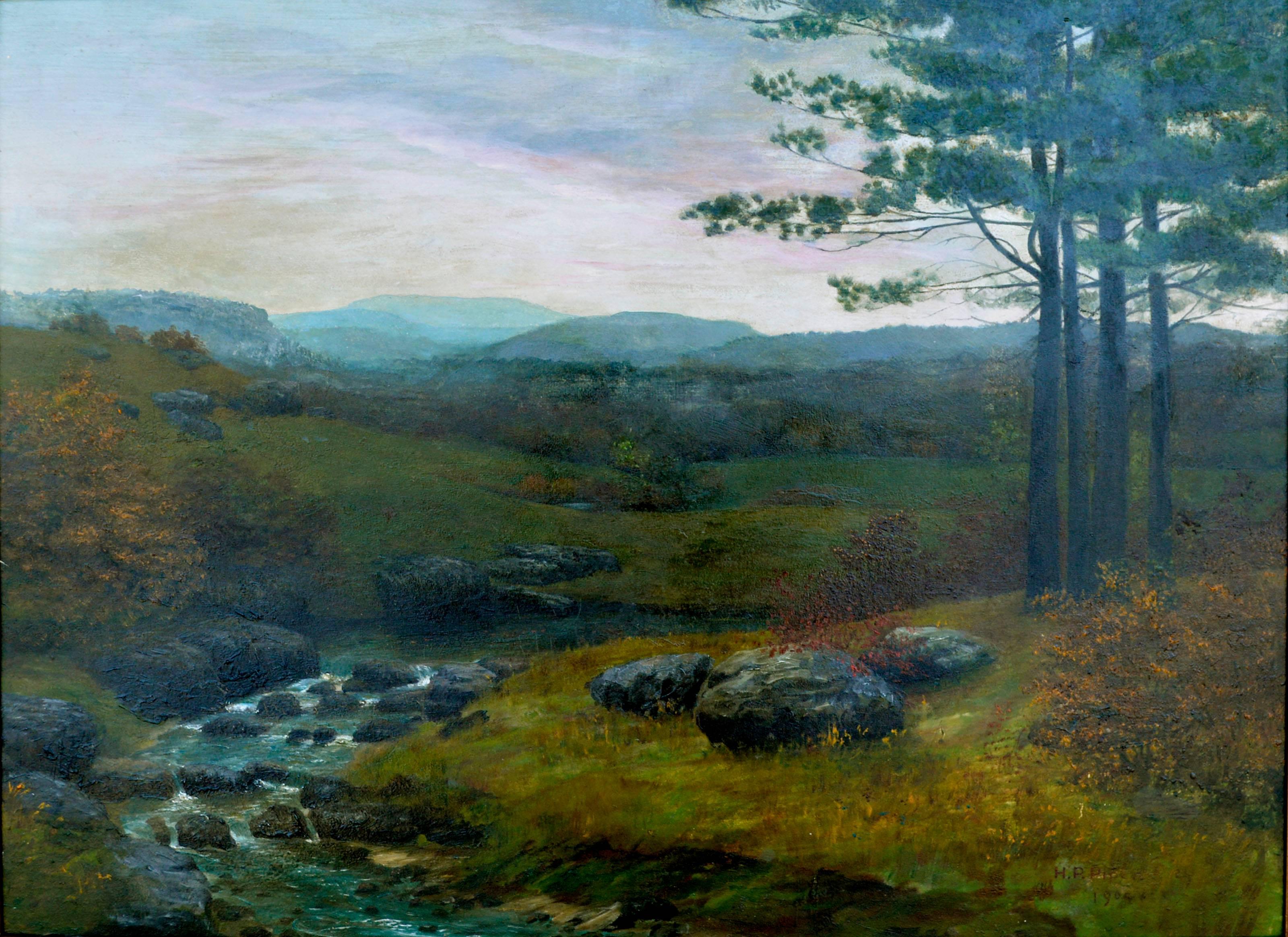 1904 Tonalist Connecticut Landscape - Painting by H P Piper