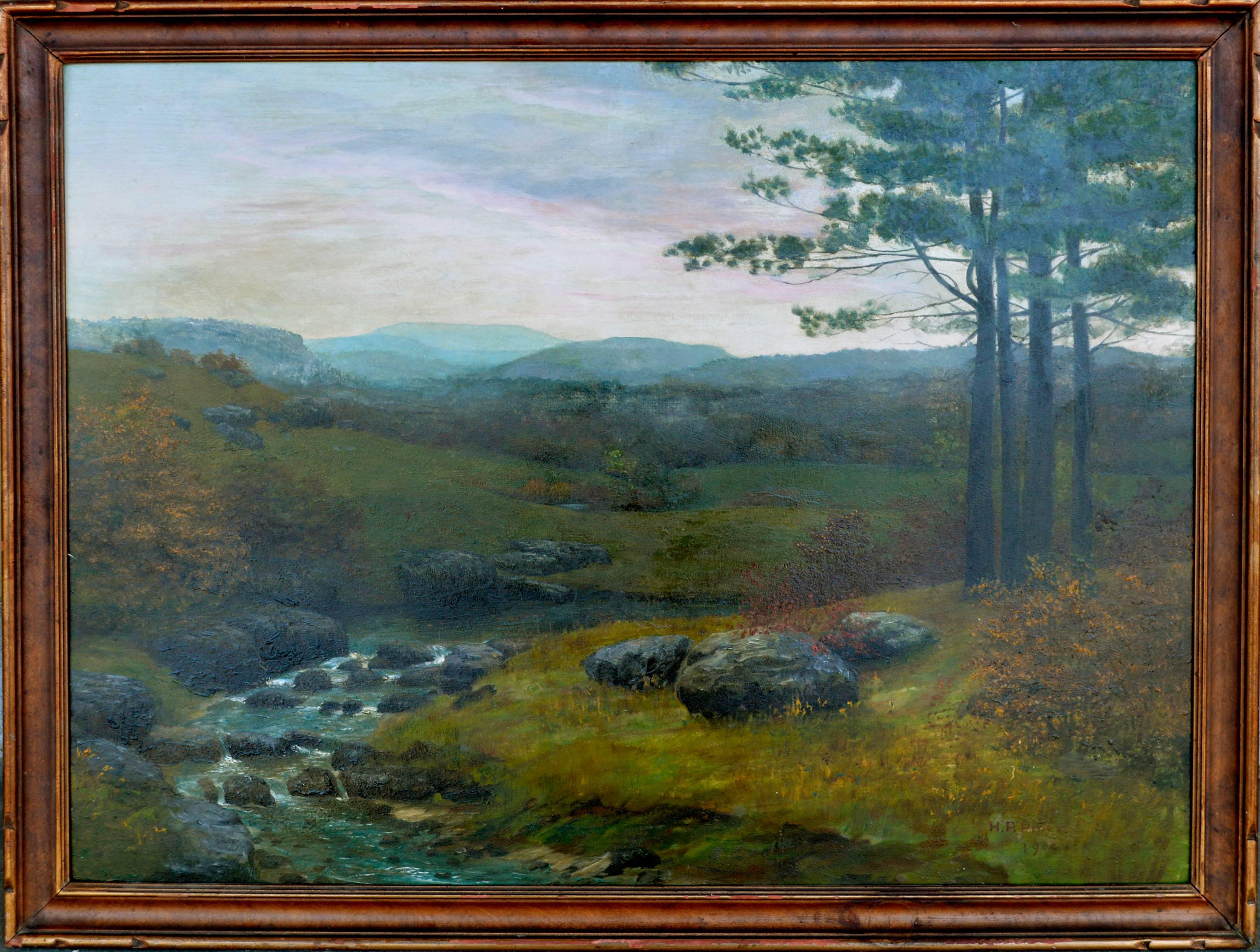H P Piper Landscape Painting - 1904 Tonalist Connecticut Landscape