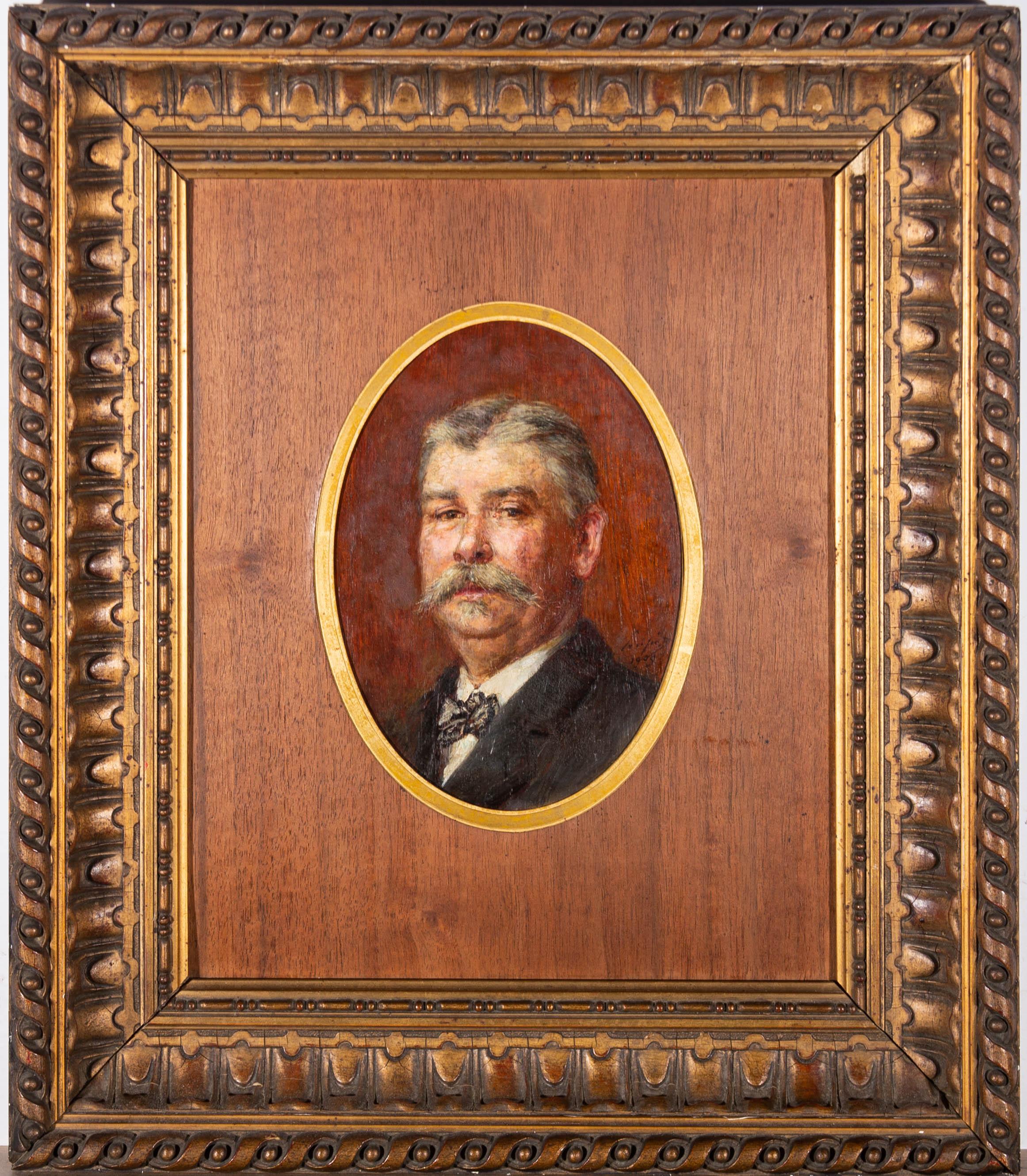Unknown Portrait Painting - 1909 Oil - Kindly Gentleman
