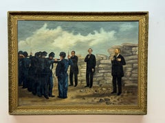 1920s illustration French soldiers pointing rifles at group of men