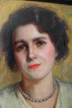 1920's portrait oil painting of a woman post-impressionist oil painting Art Deco